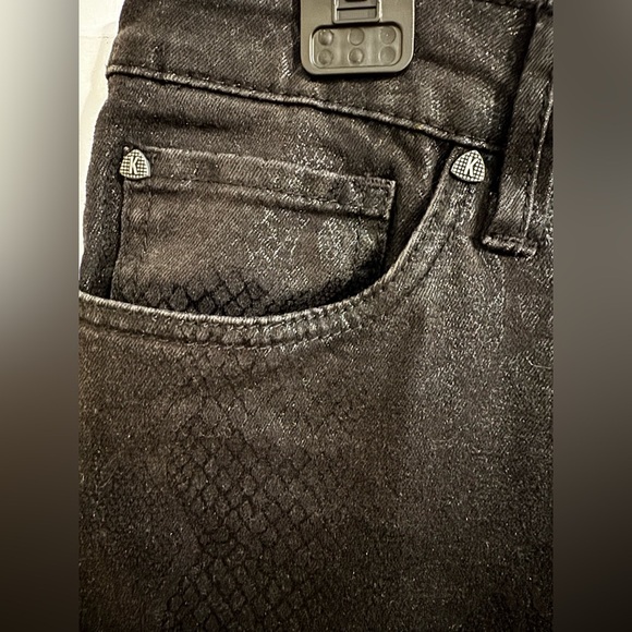 Kut From The Kloth Mia High Rise Ankle Toothpick Skinny Black Snakeskin Size 12 - Picture 9 of 11